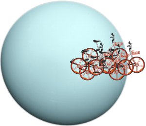 Sharing: Foto von Uranus kombiniert mit Fahrradmeute