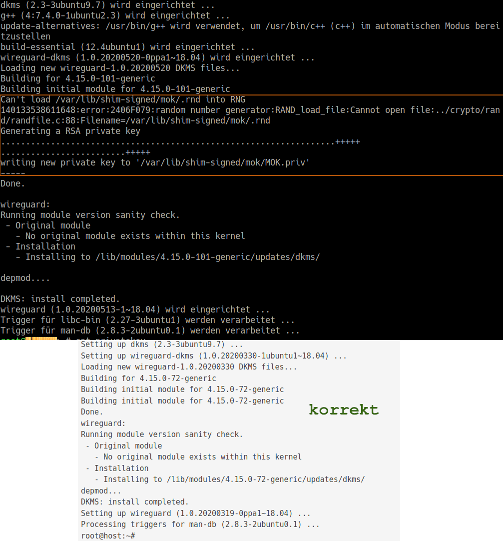 Wireguard - Screenshot: Can't load /var/lib/shim-signed/mok/.rnd
